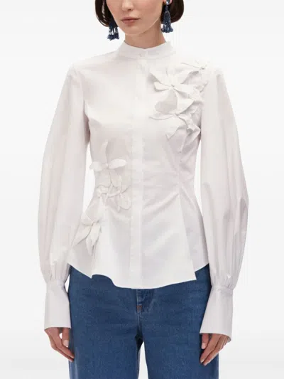 OSCAR DE LA RENTA ORCHID COTTON TWILL BLOUSE 