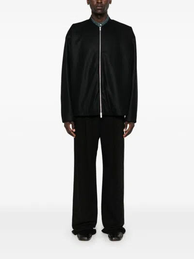 Jil Sander Zipped Bomber Jacket In Black
