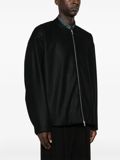 Jil Sander Zipped Bomber Jacket In Black