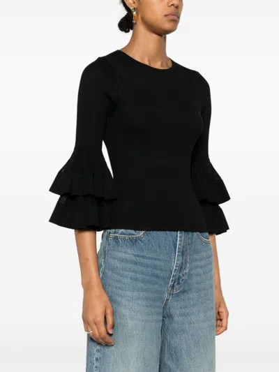 Zimmermann Women's Illustration Tiered Ruffle Top In Black