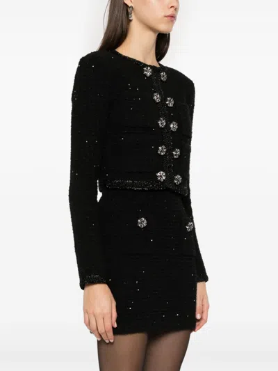 Self-portrait Self Portrait Women's Short Jacket With Sequins In Black