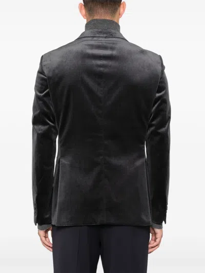 Tagliatore Velvet Blazer In Grey