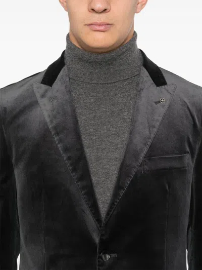 Tagliatore Velvet Blazer In Grey
