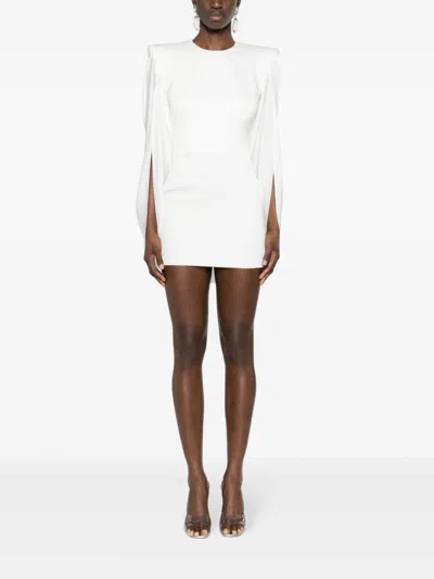 Shop Alex Perry Cape-detail Crepe Minidress In White