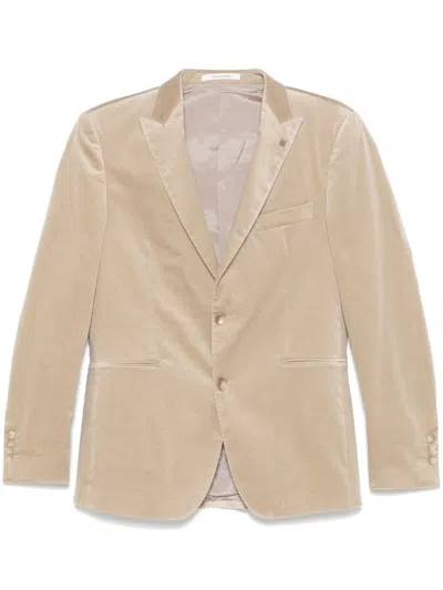 Shop Tagliatore Velvet Blazer In Neutrals