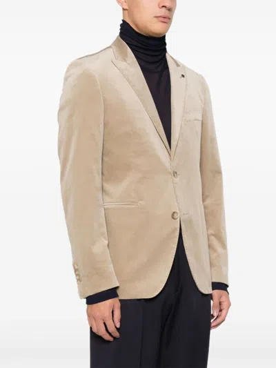 Tagliatore Velvet Blazer In Neutrals