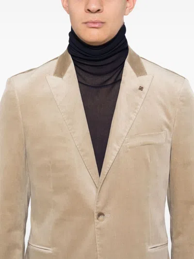 Tagliatore Velvet Blazer In Neutrals