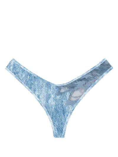 Diesel X Savage X Fenty Camo-lace Thong In Blue