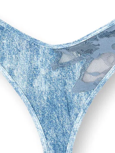 Diesel X Savage X Fenty Camo-lace Thong In Blue