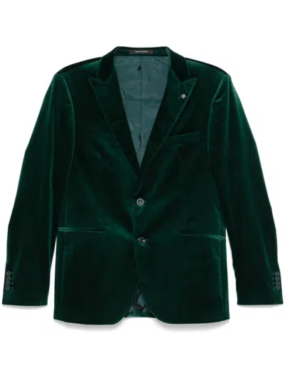 Tagliatore Velvet Blazer In Green