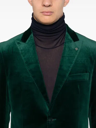 Tagliatore Velvet Blazer In Green