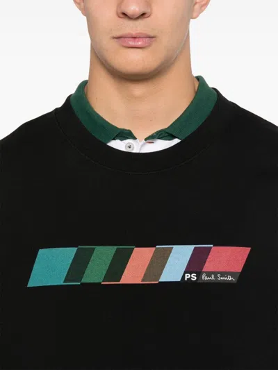 Ps By Paul Smith Stripe-print Sweatshirt In Black