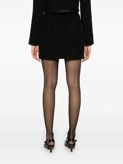 Self-portrait Knitted Miniskirt With Jewels Buttons In Black