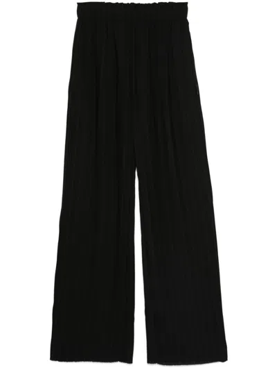 Hugo Boss Plissé Crepe Trousers In Black