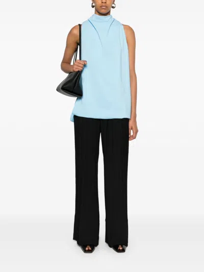 Hugo Boss Plissé Crepe Trousers In Black