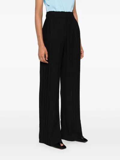 Hugo Boss Plissé Crepe Trousers In Black