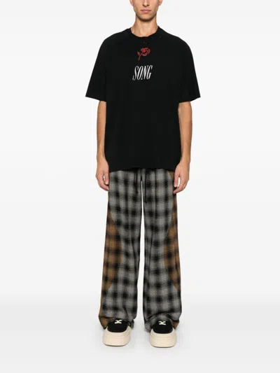 Song For The Mute Tartan-check Trousers In Grey