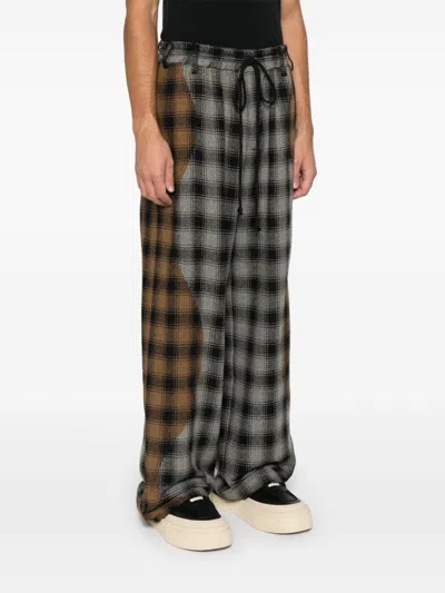 Song For The Mute Tartan-check Trousers In Grey