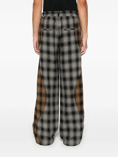 Song For The Mute Tartan-check Trousers In Grey