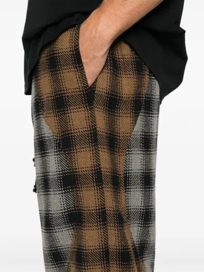 Song For The Mute Tartan-check Trousers In Grey