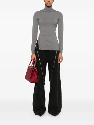 Elisabetta Franchi Decorative-buttons Sweater In Grey