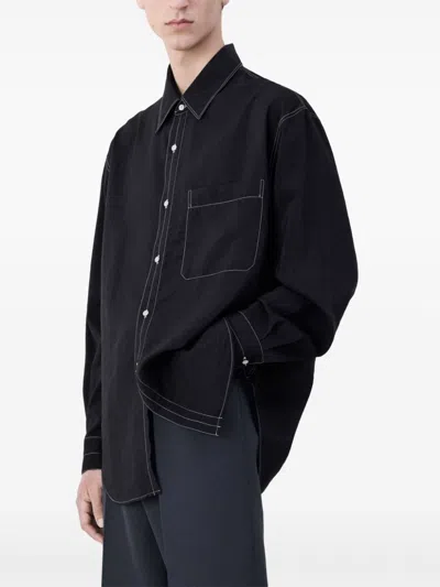 Shop Lemaire Contrasting Buttons Shirt In Black