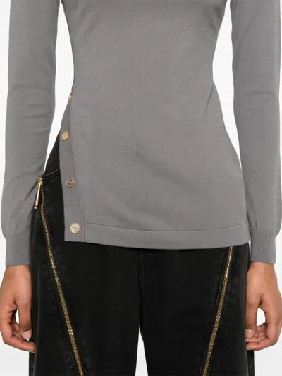 Elisabetta Franchi Decorative-buttons Sweater In Grey