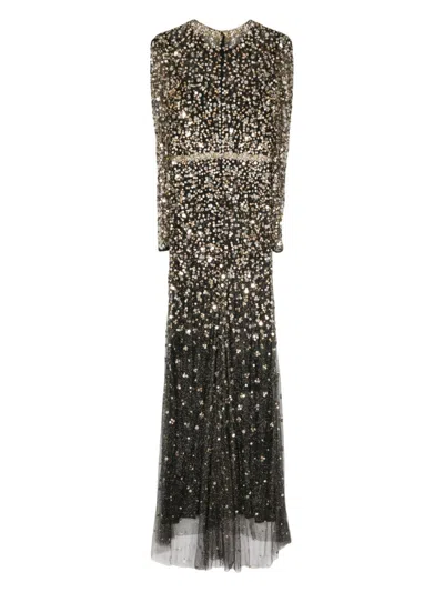 Jenny Packham Aura Beaded Gown In Black