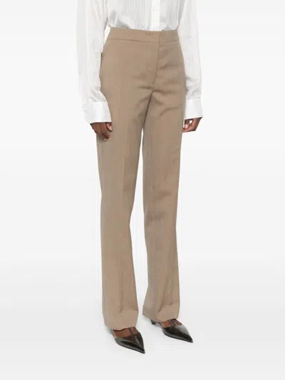 Jil Sander Wool Ripstop Trousers In Brown