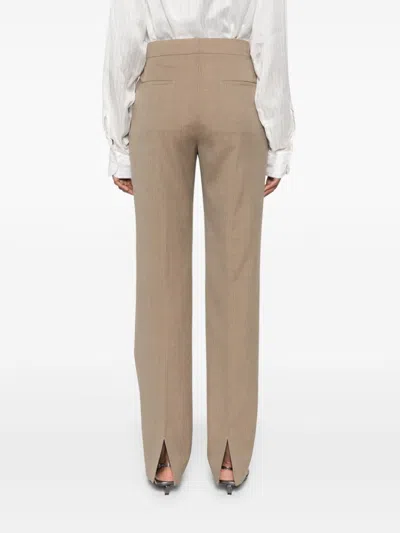 Jil Sander Wool Ripstop Trousers In Brown