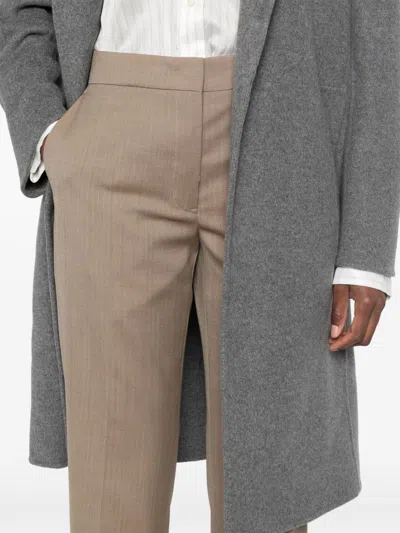 Jil Sander Wool Ripstop Trousers In Brown
