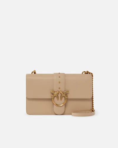 Pinko Classic Love Bag One Simply In Beige-smoke Grey-antique Gold