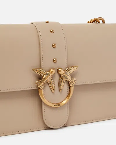 Pinko Classic Love Bag One Simply In Beige-smoke Grey-antique Gold