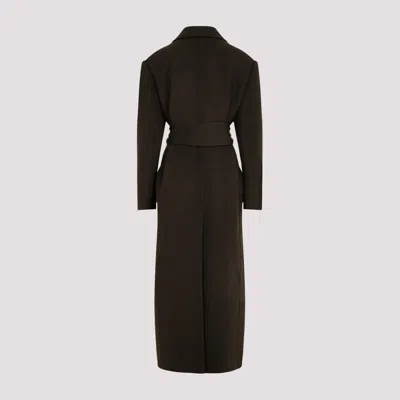 Khaite Lea Belted Woold Coat In Army Melange