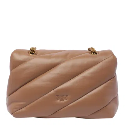 Shop Pinko Love Puff Shoulder Bag In Brown