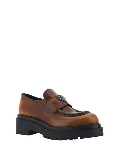 Shop Prada Loafers In Cognac