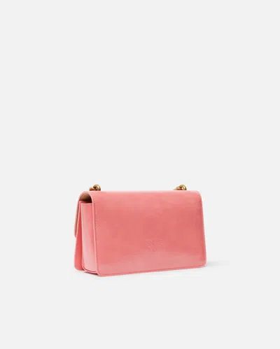 Shop Pinko Small Leather-effect Love Bag Crossbody Bag In Fleur De Pêcher-or Antique