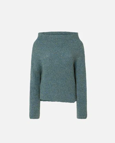 Pinko Multicolor Asymmetrical Ribbed Sweater In Multi. Green/light Blue