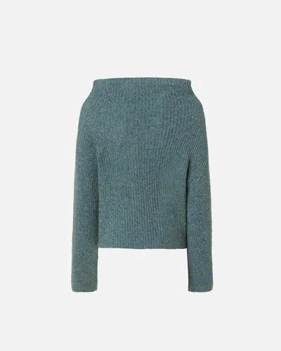 Pinko Multicolor Asymmetrical Ribbed Sweater In Multi. Green/light Blue