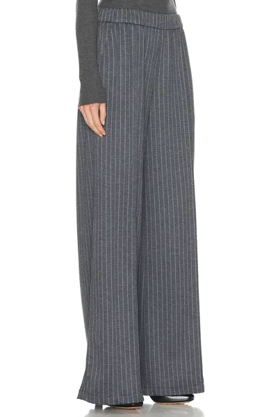 Sprwmn Wide Leg Pintuck Pant In Grey Pinstripe