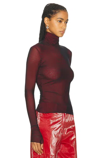 Priscavera Turtleneck Long Sleeve Top In Black & Red