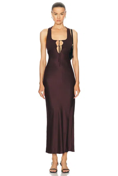 Christopher Esber Womens Mahogany Monument Contrast-knitted-panels Silk Midi Dress In Mahogany