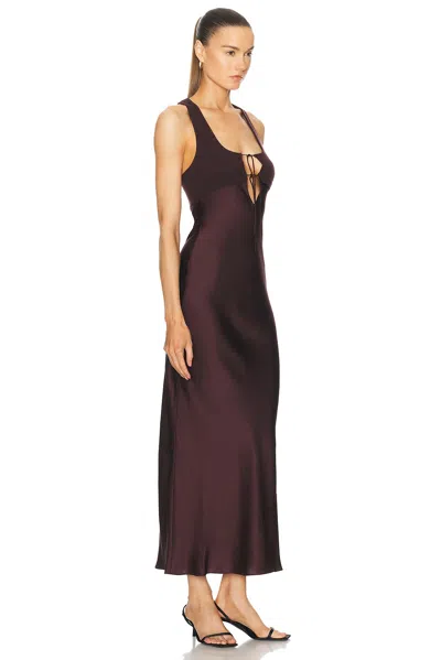 Christopher Esber Womens Mahogany Monument Contrast-knitted-panels Silk Midi Dress In Mahogany