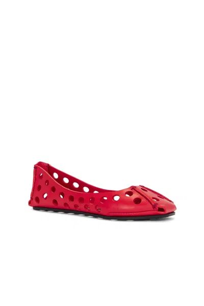 Alaïa Perforated Leather Ballerina Flats In Laque