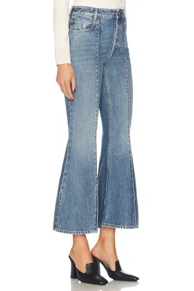 Bottega Veneta Flared Leg Denim Jeans With Contrast Stitching In Mid Blue