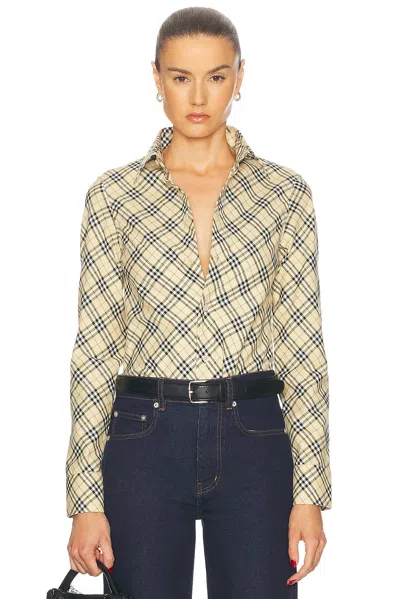 Burberry Button-down Shirt With Check Pattern In Grain Ip Check