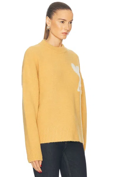 Ami Alexandre Mattiussi Yellow Ami De Cœur Sweater In Mustard