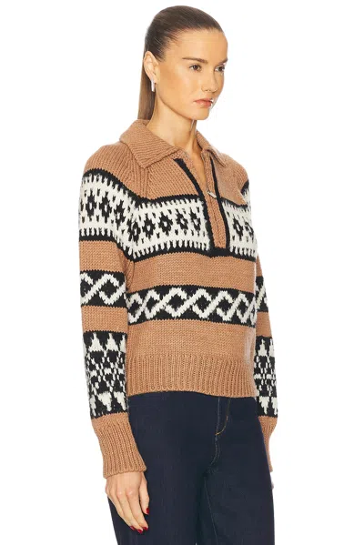 A.l.c . Carter Merino Wool Blend Quarter Zip Pullover In Camel Multi