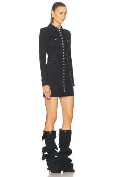 Alexander Wang Snap Front Mini Dress In Washed Black