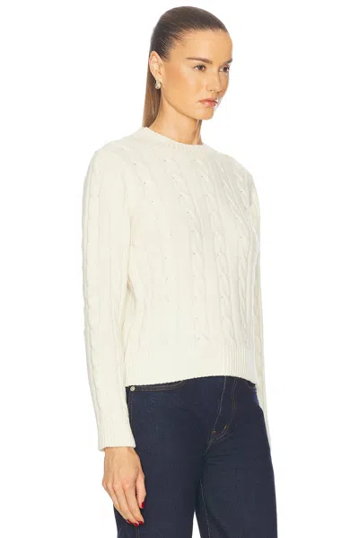 And-daughter Cable Crewneck Sweater In Ecru